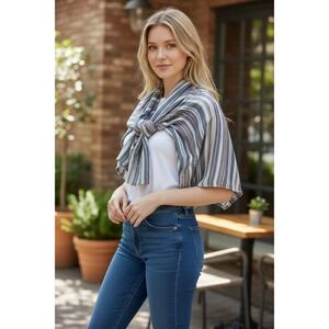 Bayberry Road‎ Women's Striped Rectangle Scarf Multicolor Fall Accessory wrap